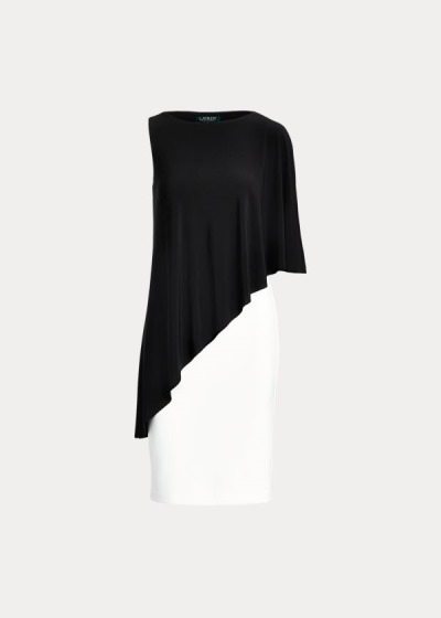 Vestidos Ralph Lauren Mujer Negros / Blancos - Asymmetrical Cape - RMQJG0153